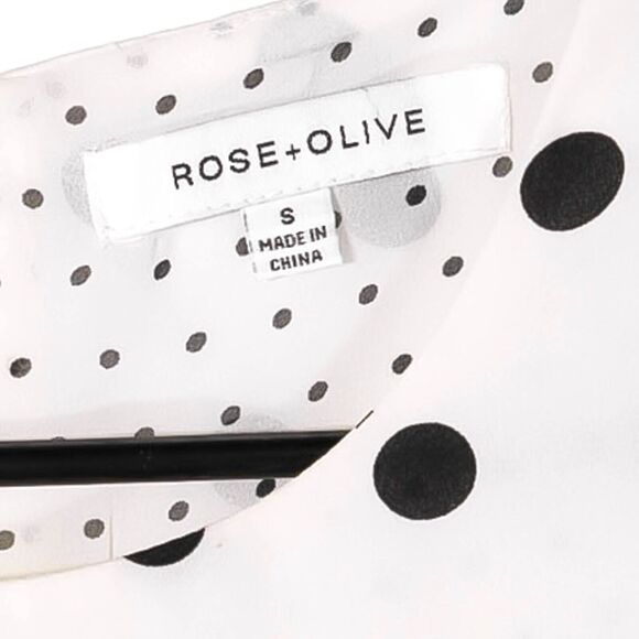 Rose + Olive Women's Blouse Ivory Black Polka Dot Sleeveless Lined Layered Top S - Picture 3 of 8